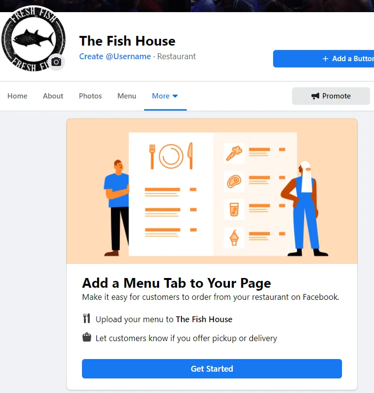 Facebook add menu