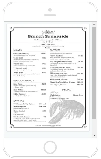 Print-Alike Menu Sample