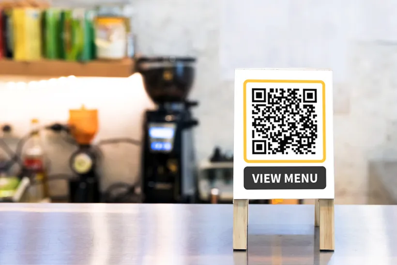 QR menu table tent