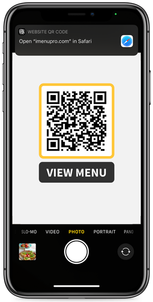iPhone scanning menu QR
code