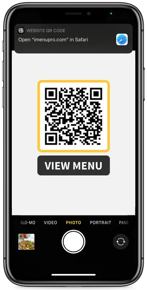 iPhone scanning menu QR
code