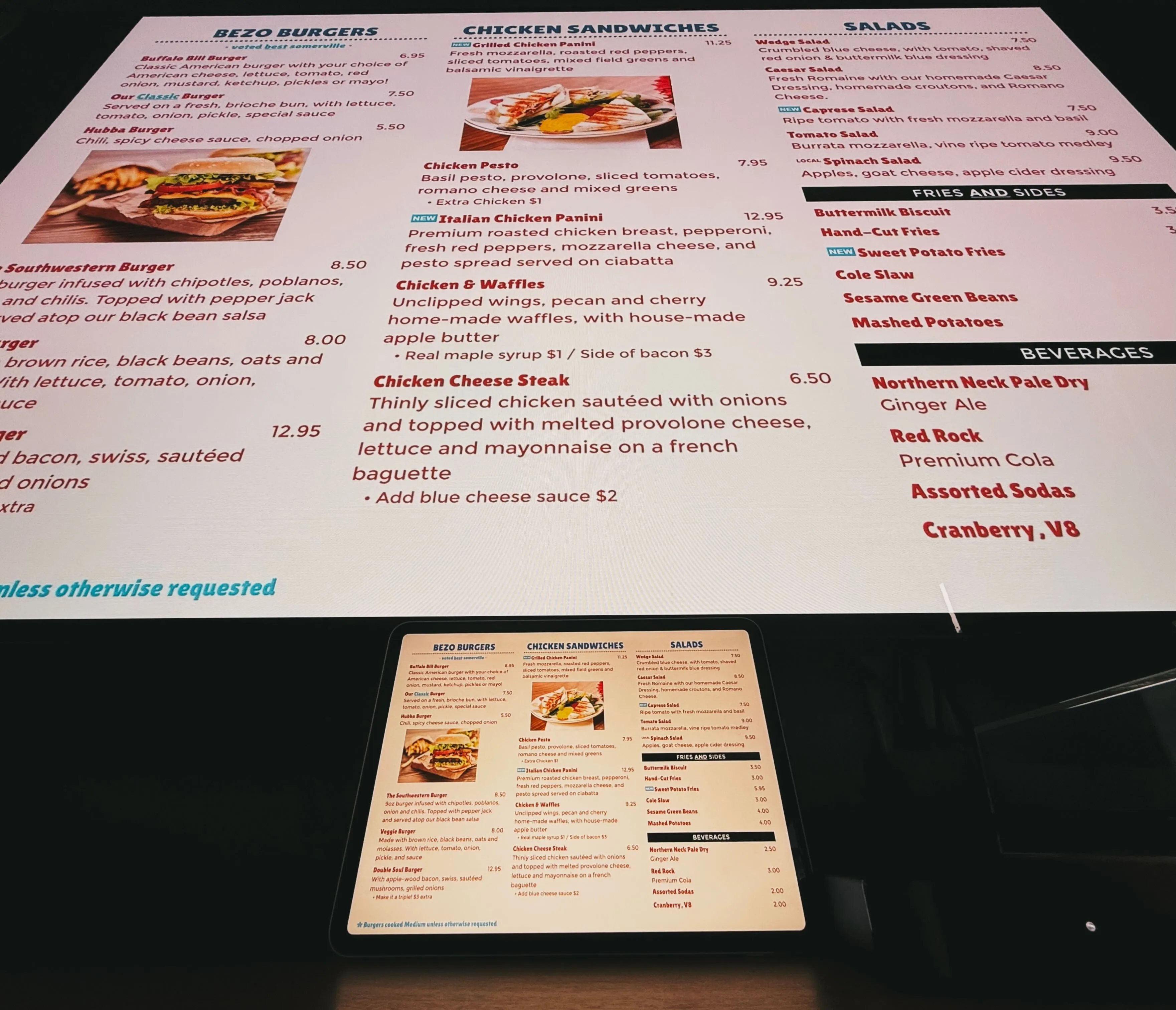 Kiosker menu example