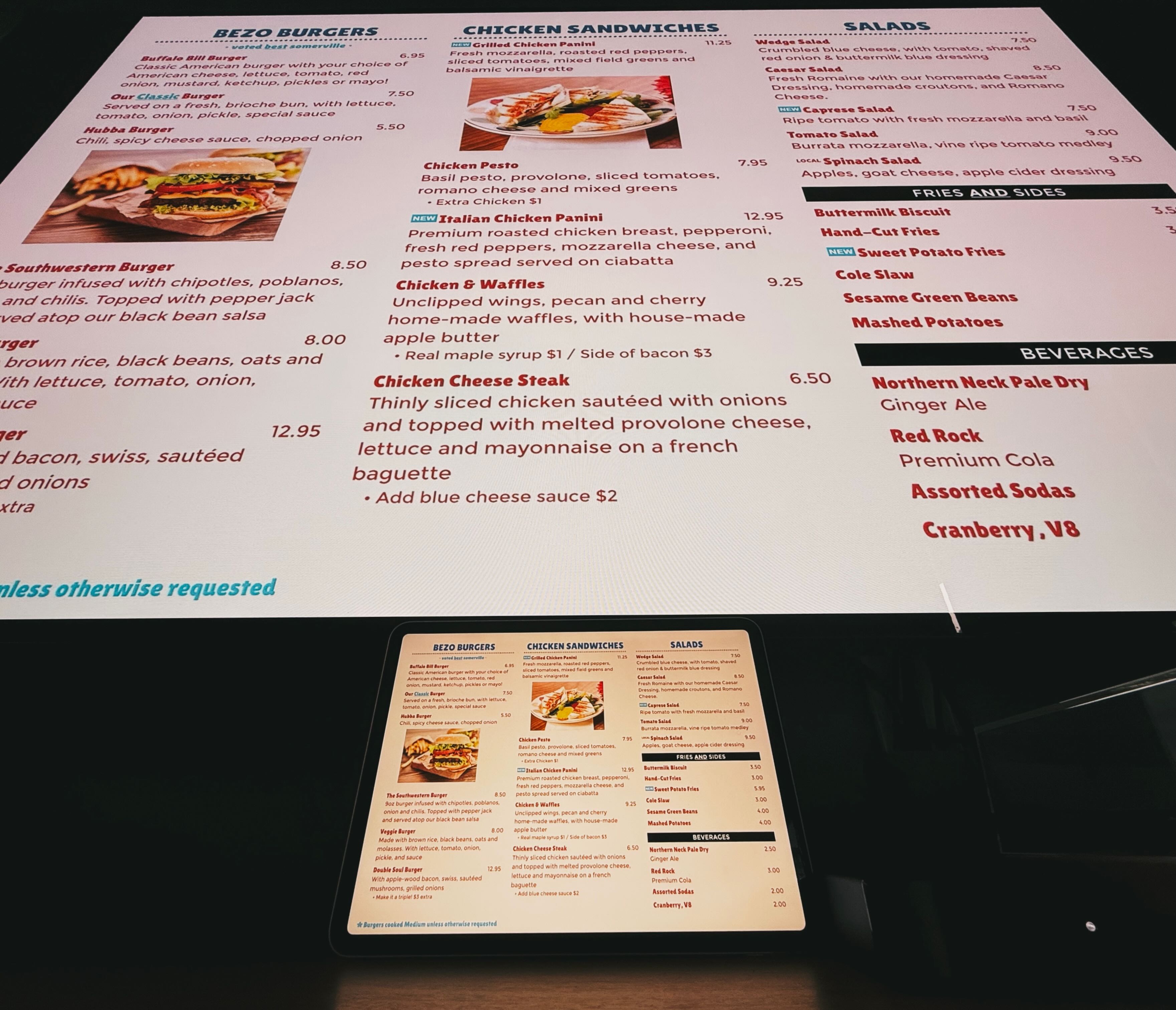 Kiosker menu example