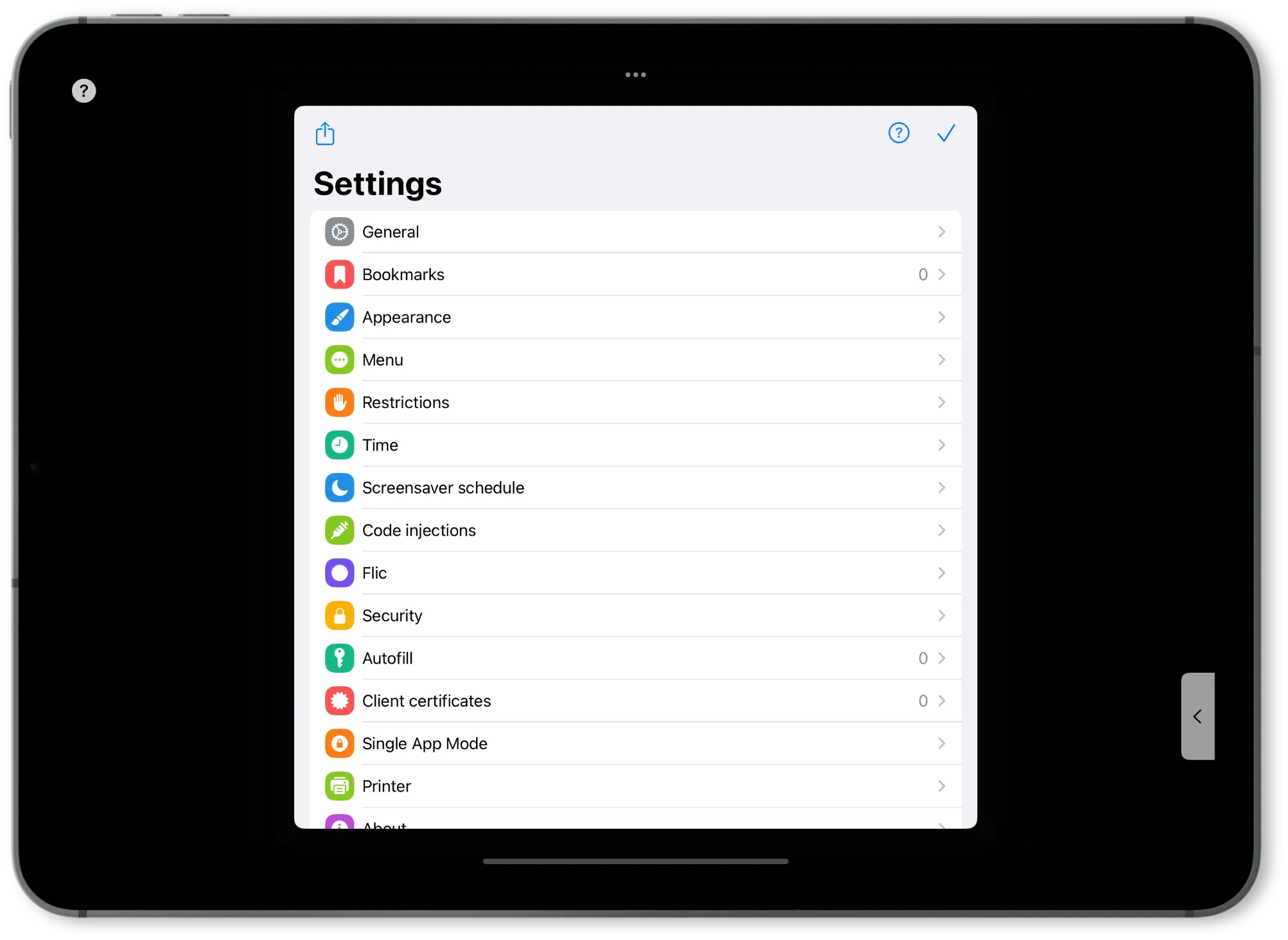 Kiosker Pro settings