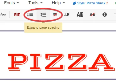 Page Spacing buttons