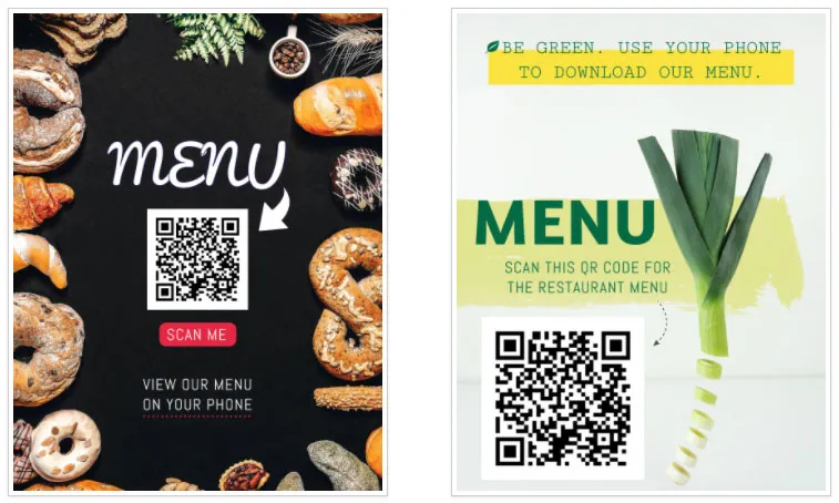 Flyers with QR codes, created with iMenuPro