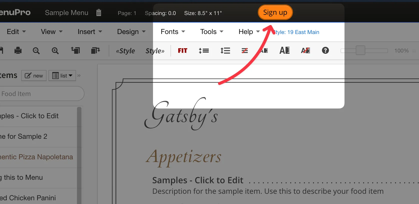 Signup button