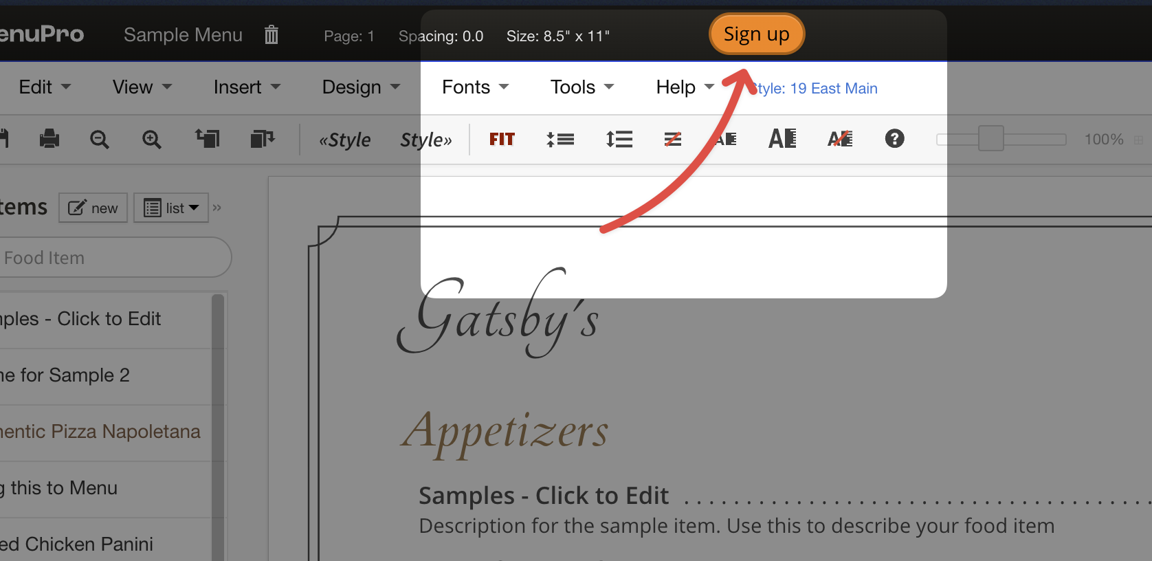 Signup button