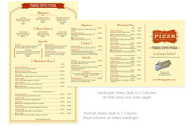 Tri-fold menu