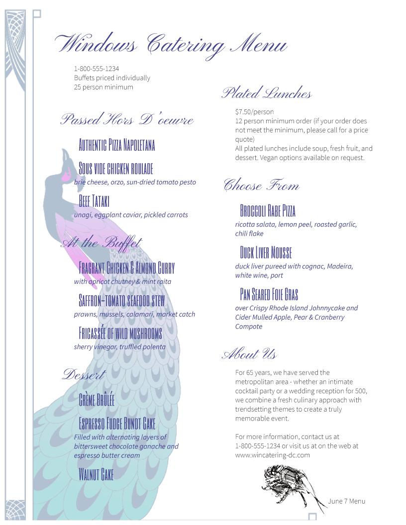 Catering Menu Example
